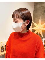 ノエル ヘアー アトリエ(Noele hair atelier) 眉上バングに切りっぱなしボブ