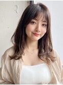小顔 前髪 レイヤーカット ココアベージュ "