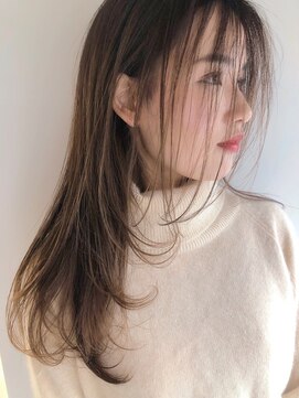 ノク(nok) ストレートシークレットハイライト_ココアブラウン前髪