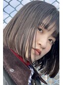 黒髪暗髪アッシュ小顔前下がり切りっぱなしボブ