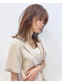 マロンベージュ×ミディアムウルフレイヤー☆春日部美容室