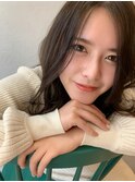 ミディアム 韓国風 くびれヘア アッシュ