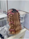 ハーフツイン編みたらし