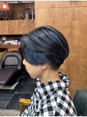 ハンサムショートインナーカラーブルー