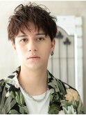 ダークアッシュくせ毛風ニュアンスパーマショートd新所沢
