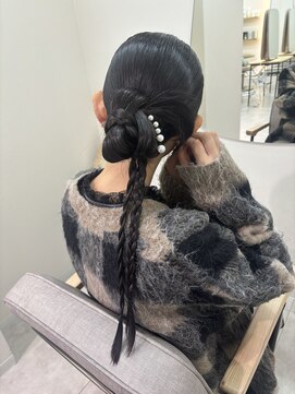 ネウィ 広島(newi) 結婚式お呼ばれ/ヘアセット/カチモリ/ヘアアレンジ/編みおろし