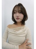 肩上ボブ大人可愛いボブひし形ボブアッシュベージュ