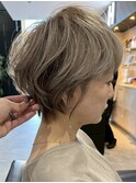 ショートボブ/丸みショート/アッシュベージュ/大人ショート