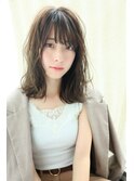 ほつれミディ☆ナチュラルゆるふわ斜めバング