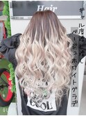 #エクステ#プルエクステ#グラデーション#ホワイトベージュ