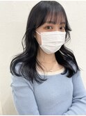 韓国風エギョモリ★くびれ外ハネ大人可愛い小顔シースルーバング