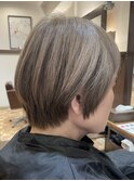 白髪ぼかしカラー白髪ぼかしハイライト大人ショート30、40、50代