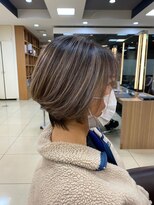 スタイル 茅ケ崎(STYLE) 【田中】脱白髪染めハイライトカラー+ショートボブ