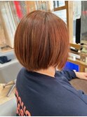 ステップボーンカットカットボブショートハイライト白髪ぼかし