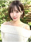 20代30代40代◎前髪パーマ韓国風巻きくすみベージュお団子ヘア