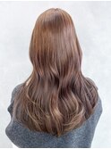 ロング美髪韓国ヘア顔周りレイヤーオリーブベージュ_ba539701