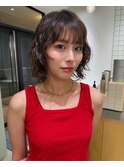 ボブウルフレイヤーパーマ顔まわりレイヤー