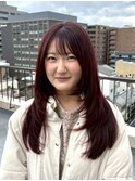 レイヤーカット/ワインレッドカラー