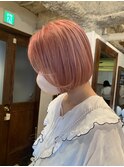＊ブリーチあり コッパーピンク×ミニボブ 表参道