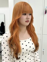 アイトーキョーエス 渋谷(AI TOKYO S)&nbsp;ハイライトカラーアプリコットオレンジくびれヘアレイヤーカット