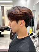 毛流れセンターパートニュアンスパーマカルマヘアメンズパーマ