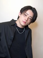 ブラック(BLACK)&nbsp;耳かけセンターバック/Men'sHair/リバースセンターパート/表参道