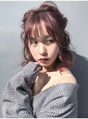 ハーフアップ風ゆるふわアレンジ_ウェーブパーマ耳かけ_6766