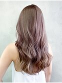 ピンクブラウン_セミウェットウェーブオリーブカラー_ba305902