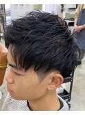 ツーブロック×束感アップバング