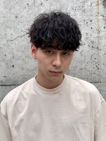 ツーブロック前下がりマッシュ波巻きスパイラルパーマ