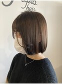 20代30代ミニボブココアブラウン小顔美肌ストレート