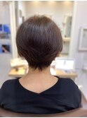 大人ショートボブ丸みショートカットマッシュショート前髪あり