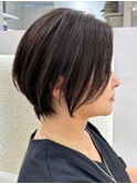 ショートボブ髪型30代40代50代前髪あり前髪なし面長丸顔【倉田】