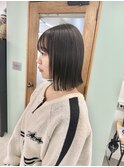 ショートボブ タッセルボブ 切りっぱなしボブ　ブラウンベージュ