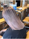バレイヤージュグレージュハイライトダブルカラーケアブリーチ