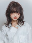 ミディアムレイヤー 暗めカラー ハッシュカット