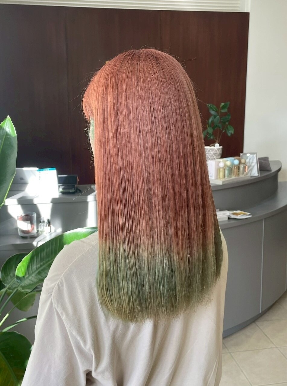 サーモンピンク×ライムグリーン：L266232865｜アリカ(arika)のヘア