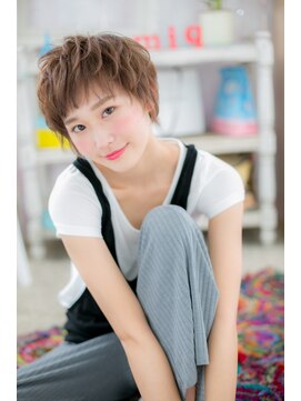 ミック 日暮里店(miq) ミルクベージュくせ毛風マッシュウルフオン眉ショートb1