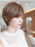 20代30代大人かわいい/グレージュカラー/ショートボブ/小顔/前髪
