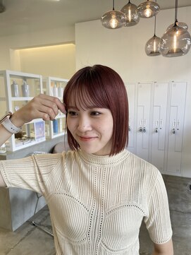 アム(amu) ボブ/ミニボブ/パツっと/暖色/ベージュピンク/ピンクカラー