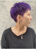 ツーブロックボウズ女子刈り上げベリーショート紫カラー