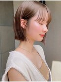 ふんわりミディアムシースルーバング大人ボブレイヤーカット