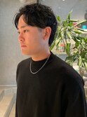 毛流れパーマ　ビジネス　20代30代40代　アップバング　束感　