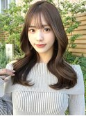 20代30代40代◎前髪パーマ韓国風巻きくすみベージュお団子ヘア