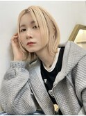 ブロンドベージュ フェイスレイヤーボブ似合わせ小顔t54