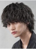 渋谷シャドウパーマメンズボブウルフカット緩めスパイラルパーマ