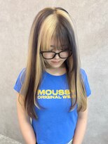 ロンド レア 天神大名店(Lond Le’a) ミディアムヘアデザインカラーブロックカラーホワイトブロンド