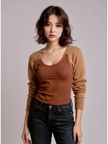 アロマ ヘアー ルーム 新宿店(AROMA hair room)&nbsp;小顔ラインで魅せる☆ココアベージュ×ゆるふわパーマボブ/暗髪