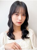 透明感ダークグレージュ小顔レイヤーセミロング