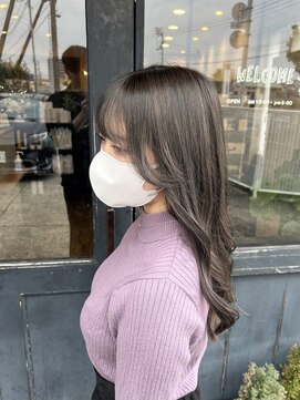 【くすみカラー】くすみグレージュ＋韓国風巻き髪ロング